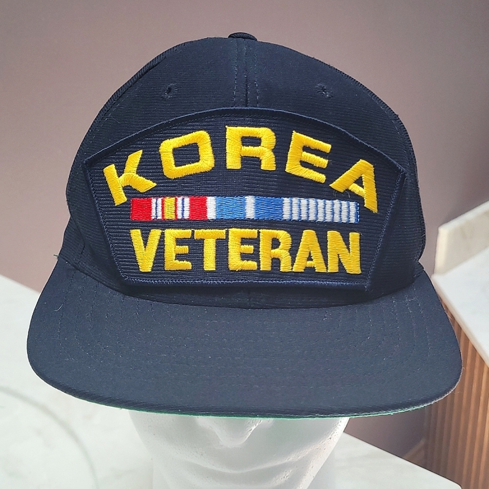 Korea War Veteran Hat Eagle Crest Snapback Patch style front